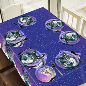 gisgfim 3pcs Wolf Party Table Covers Plastic Tablecloth, Wolf Disposable Party Supplies Favors Boys Girls Birthday Party Decorations