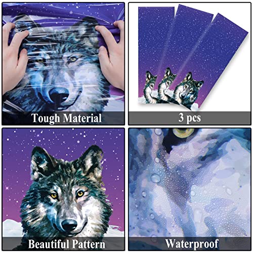 gisgfim 3pcs Wolf Party Table Covers Plastic Tablecloth, Wolf Disposable Party Supplies Favors Boys Girls Birthday Party Decorations