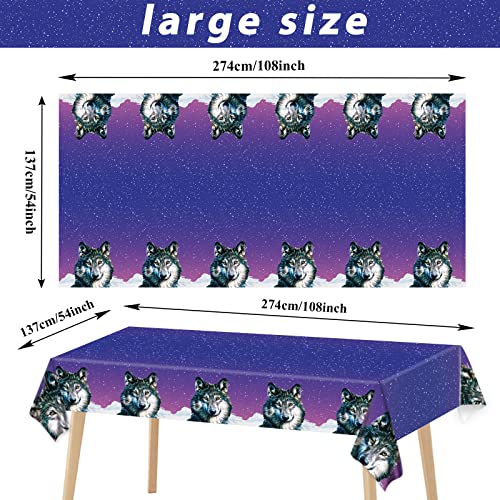 gisgfim 3pcs Wolf Party Table Covers Plastic Tablecloth, Wolf Disposable Party Supplies Favors Boys Girls Birthday Party Decorations