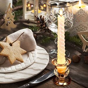 48 Pieces Glass Taper Candle Holders 2.5 Inch Clear Glass Taper Candlestick Holders Bulk Elegant Glass Candle Holders for Table Centerpiece Wedding Christmas Thanksgiving Party Decor (Gold)