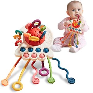 pragym baby toys 6 to 12 months, sensory & montessori toys for 1 year old, octopus pull string toys, travel & teething toys for car seat, baby girl boy gifts for 6, 9, 12, 18 months infant toddler