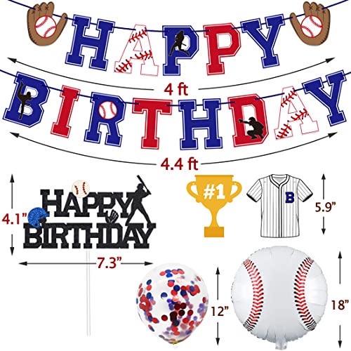 Baseball Birthday Party Decorations Supplies for Boys - Baseball Theme Happy Birthday Banner Cake Topper and Balloons Party Pack - Sports Game Themed Birthday Baby Shower Photo Props Supplies