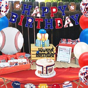 Baseball Birthday Party Decorations Supplies for Boys - Baseball Theme Happy Birthday Banner Cake Topper and Balloons Party Pack - Sports Game Themed Birthday Baby Shower Photo Props Supplies