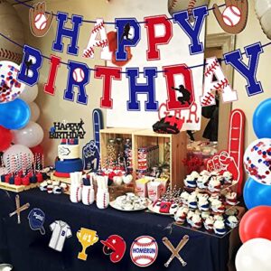Baseball Birthday Party Decorations Supplies for Boys - Baseball Theme Happy Birthday Banner Cake Topper and Balloons Party Pack - Sports Game Themed Birthday Baby Shower Photo Props Supplies