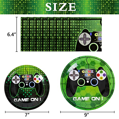 WERNNSAI Game Party Supplies Kit - Video Game Themed Party Packs for Boys Kids Birthday Game Lovers Dinner Dessert Plates Napkins Serves 16 Guests 48 Pieces