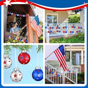 12 Pieces 4th of July Hanging Ball Ornaments Patriotic Hanging Tree Decoration Striped Ball Ornaments for Independence Day Party Decor Home Decor 4th of July Memorial Day Tree