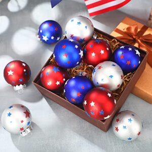 12 Pieces 4th of July Hanging Ball Ornaments Patriotic Hanging Tree Decoration Striped Ball Ornaments for Independence Day Party Decor Home Decor 4th of July Memorial Day Tree