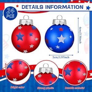 12 Pieces 4th of July Hanging Ball Ornaments Patriotic Hanging Tree Decoration Striped Ball Ornaments for Independence Day Party Decor Home Decor 4th of July Memorial Day Tree