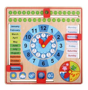 pidoko kids montessori toys for toddlers 3 years - 4 year old learning materials for preschool - all about today board - wooden calendar and learning clock - educational gifts for boys and girls