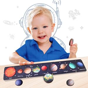 hongddy wooden puzzles for toddlers, space puzzle for solar system, educational toys for kids, preschool learning puzzle, montessori early development and activities