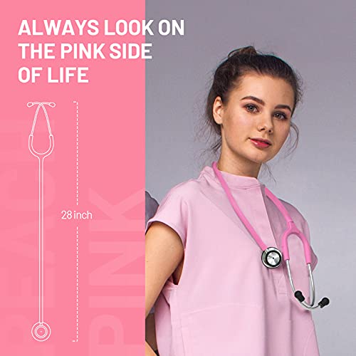 Dual Head Stethoscope for Medical and Home by FriCARE, Classic Lightweight Design, Stethoscope for Adult, Gift for Nurses, Doctors, Medical Students, 28 inch (Peach Pink)