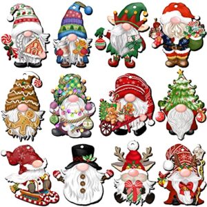 jophmo 24 pieces christmas gnome wooden ornaments wood hanging decorations for christmas tree santa clause elf hanging wood crafts holiday decor xmas party supplies (xmas-gnomes-b)
