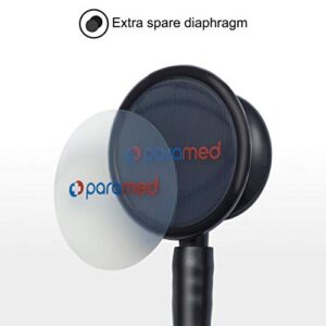 Paramed Stethoscope - Classic Dual Head - for Doctors, Nurses, Med Students, Professional Pediatric, Medical, Cardiology, Home Use - Extra Diaphragm, 4 Eartips, Accessory Case, Name Tag - 29.5 inch