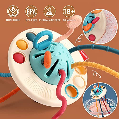 Mcostar Baby Toys Montessori,Silicone Pull String Interactive Toy,Educational Toys,Food-Grade Sensory STEM Teething Toys, Motor Skills,Tactile Stimulation,Gifts for Infants Toddlers Boys Girls