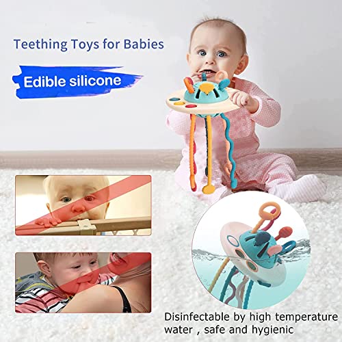 Mcostar Baby Toys Montessori,Silicone Pull String Interactive Toy,Educational Toys,Food-Grade Sensory STEM Teething Toys, Motor Skills,Tactile Stimulation,Gifts for Infants Toddlers Boys Girls