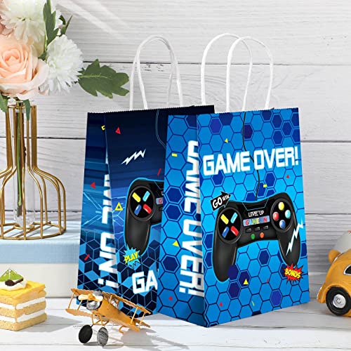 16 Pieces Video Game Party Bags, Gamer Party Favor Goodie Candy Treat Bags with Handle for Kids Boys Video Game Gaming Birthday Party Supplies Decorations