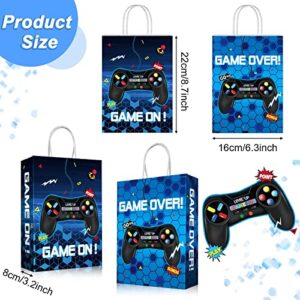 16 Pieces Video Game Party Bags, Gamer Party Favor Goodie Candy Treat Bags with Handle for Kids Boys Video Game Gaming Birthday Party Supplies Decorations