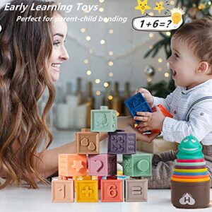 ELLECK Montessori Toys for Babies& Baby Toys 6 to 12 Months/ 4 in 1 Soft Baby Toys Bundle/Infant Newborn Toddlers Sensory Toys/Teething Toys for Babies, Learning Toys Baby Gifts