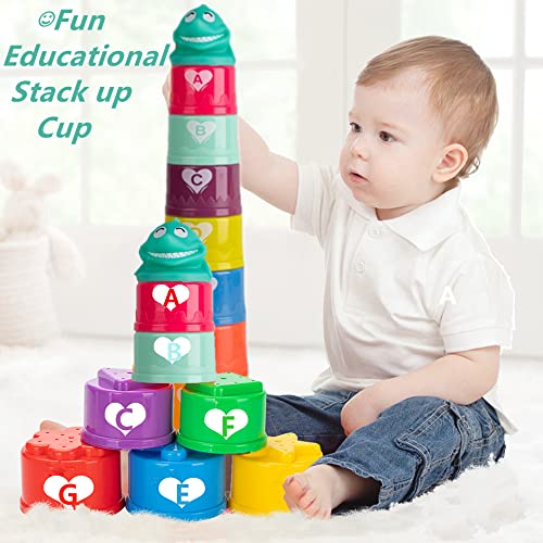 ELLECK Montessori Toys for Babies& Baby Toys 6 to 12 Months/ 4 in 1 Soft Baby Toys Bundle/Infant Newborn Toddlers Sensory Toys/Teething Toys for Babies, Learning Toys Baby Gifts