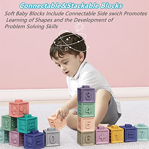 ELLECK Montessori Toys for Babies& Baby Toys 6 to 12 Months/ 4 in 1 Soft Baby Toys Bundle/Infant Newborn Toddlers Sensory Toys/Teething Toys for Babies, Learning Toys Baby Gifts