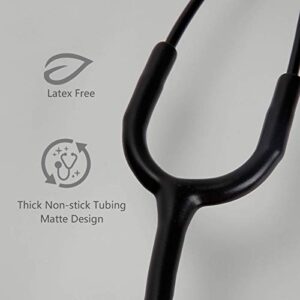 FriCARE Lightweight Dual Head Stethoscope for Medical Professionals Doctors, Aluminum Chestpiece and Headset (Black)