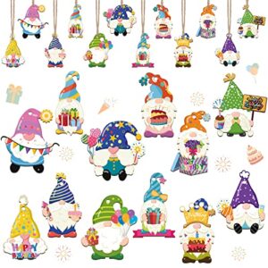60 pcs happy birthday gnome tree ornaments wooden hanging gnomes ornaments hanging gnome birthday decorations gnome tree decorations wood gnome shaped ornaments for birthday party supplies home decor
