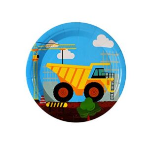 Construction Birthday Party Supplies Set For Boys - 24 Guests – Dump Truck And Tractor Party Decorations, Paper Plates Cups Napkins Straws Balloons Cutlery Toppers Banners Tablecloth