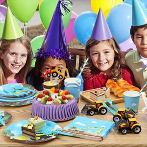 Construction Birthday Party Supplies Set For Boys - 24 Guests – Dump Truck And Tractor Party Decorations, Paper Plates Cups Napkins Straws Balloons Cutlery Toppers Banners Tablecloth