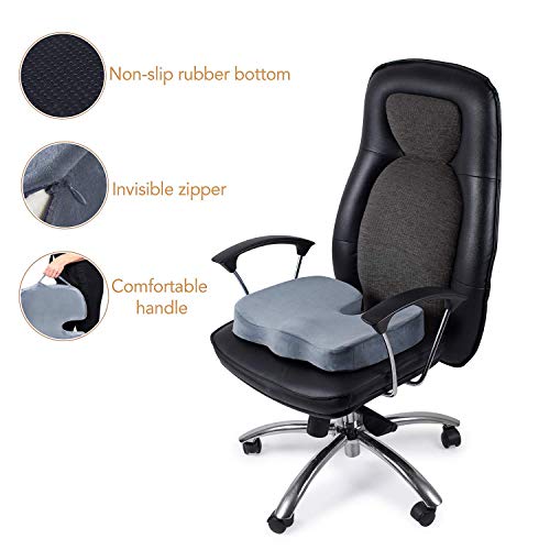 WYKDA Memory Foam Seat Cushion Relieve Back Sciatica Coccyx and Tailbone Pain Coccyx Cushion Non Slip Portable Ergonomic Chair Pad for Car Truck Home Office Wheelchair,Black,45357cm