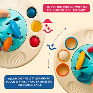 Baby Sensory Toys, Montessori Food Grade Silicone Pull String Activity Toy with Sliding Magic Balls & Simple Bubble for Motor Skills, actile Stimulation,Infants Toddlers Boys Girls 12+ Months Old