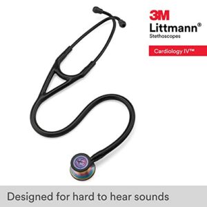 3M Littmann Cardiology IV Diagnostic Stethoscope, Rainbow-Finish Chest Piece, Black Tube, Stem and Headset, 27 Inch, 6165