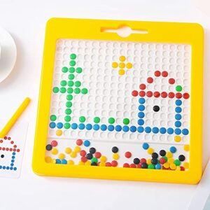 Large Magnetic Drawing Pad for Kids Toddlers, Montessori Magnetic Dots Board with Magnet Pen & Beads Magnetic Dot Art, Colorful Doodle Board Educational Preschool Toy for 3+ Years Old Boys Girls (A)