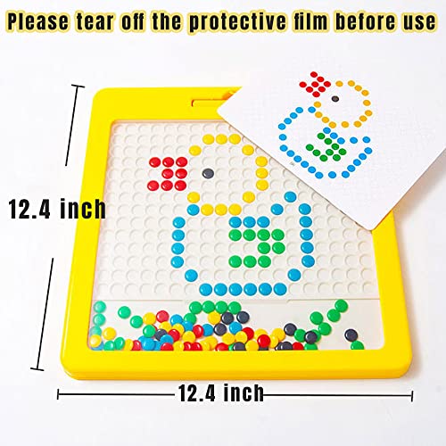 Large Magnetic Drawing Pad for Kids Toddlers, Montessori Magnetic Dots Board with Magnet Pen & Beads Magnetic Dot Art, Colorful Doodle Board Educational Preschool Toy for 3+ Years Old Boys Girls (A)