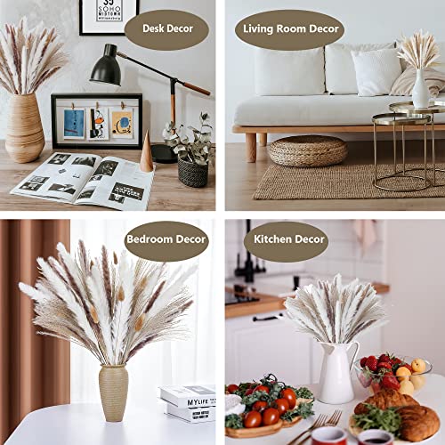 100PCS Pampas Grass Boho Decor, Dried Pampas Grass for Boho Home, Wedding, Baby Shower Decorations, Rustic Farmhouse Party Table Decor Home Decoration