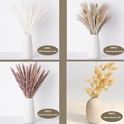 100PCS Pampas Grass Boho Decor, Dried Pampas Grass for Boho Home, Wedding, Baby Shower Decorations, Rustic Farmhouse Party Table Decor Home Decoration