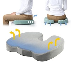 LLLY-Summer Cool Memory Foam Seat Cushion-Gel Buttocks Seat Cushion-Pain Relief,Pressure-Suitable for Office Chair Sedentary,Car-Gray