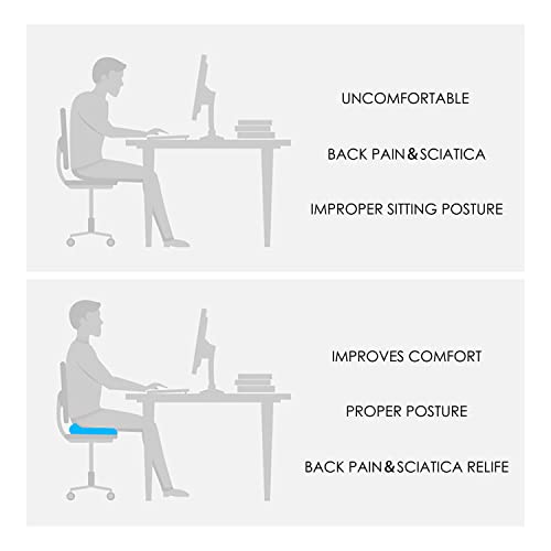 Coblem Seat Cushion for Office Chair,Gel Enhanced Seat Cushion,Office Chair Cushions Butt Pillow for Long Sitting, Memory Foam Chair Pad for Back, Coccyx, Tailbone Pain Relief (Blue)