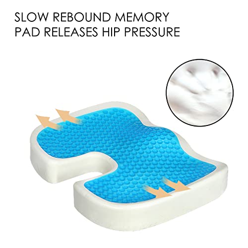 Coblem Seat Cushion for Office Chair,Gel Enhanced Seat Cushion,Office Chair Cushions Butt Pillow for Long Sitting, Memory Foam Chair Pad for Back, Coccyx, Tailbone Pain Relief (Blue)