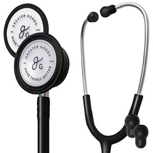 greater goods premium dual-head stethoscope, gift for nurses, doctors and medical students | celebrate nurse's week with our premium stethoscope (black)
