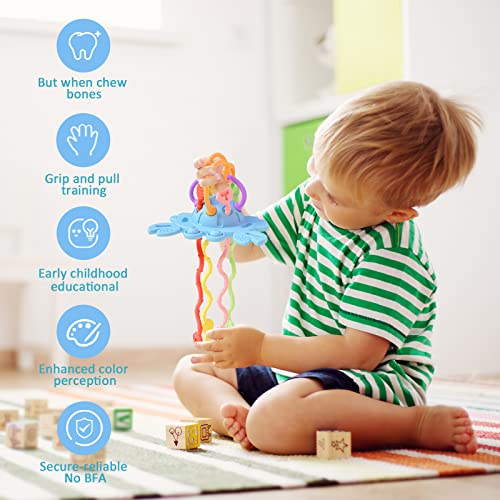 FATEORT Montessori Toys for 1+ Year Old, Food Grade Silicone Pull String Activity Toy, Sensory Toys for Toddlers, Travel Toys for Babies, Baby Toys Fine Motor Skills Toys for 12m+