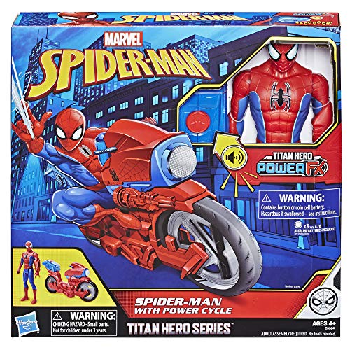 Spider-Man Titan Hero Series Figure with Power Fx Cycle Plays Sounds & Phrases