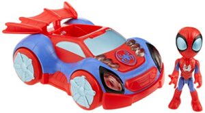 hasbro marvel spidey and his amazing friends glow tech web-crawler toy car, with spidey action figure, preschool toys, super hero toys for 3 year old boys and girls and up, lights & sounds