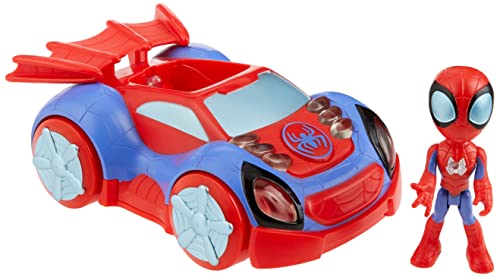 Hasbro Marvel Spidey and His Amazing Friends Glow Tech Web-Crawler Toy Car, with Spidey Action Figure, Preschool Toys, Super Hero Toys for 3 Year Old Boys and Girls and Up, Lights & Sounds