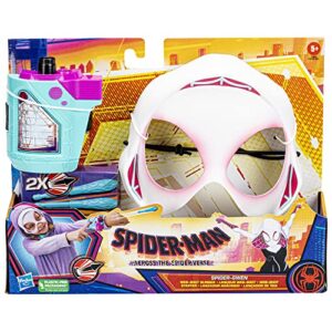 Marvel Spider-Man: Across The Spider-Verse Spider-Gwen Web-Shot Slinger Mask and Blaster Set, Spider-Man Web Shooter Toy, Super Hero Toys for 5 Year Old Girls and Boys and Up