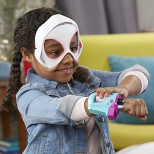 Marvel Spider-Man: Across The Spider-Verse Spider-Gwen Web-Shot Slinger Mask and Blaster Set, Spider-Man Web Shooter Toy, Super Hero Toys for 5 Year Old Girls and Boys and Up