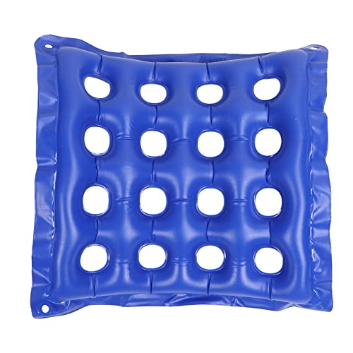 Inflatable Seat Cushion, PVC 16 Holes Inflatable Chair Cushion Anti Decubitus Ergonomic Chair Cushion Coccyx Sciatica Chair Pad Ideal for Long Sitting with Pump Blue