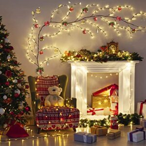 Bedroom Vine Lights with Remote Control - Christmas Decoration 9FT 160 LEDs Flexible Willow Vine Lights for Bedroom Home Wall Window Living Room Corner Corridor Decor (1 PCS)