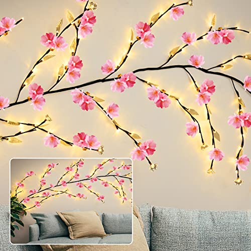 Bedroom Vine Lights with Remote Control - Christmas Decoration 9FT 160 LEDs Flexible Willow Vine Lights for Bedroom Home Wall Window Living Room Corner Corridor Decor (1 PCS)