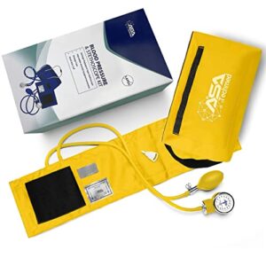 ASA TECHMED Dual Head Sprague Stethoscope and Sphygmomanometer Manual Blood Pressure Cuff Set with Case, Gift for Medical Students, Doctors, Nurses, EMT and Paramedics, Yellow