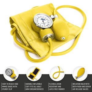 ASA TECHMED Dual Head Sprague Stethoscope and Sphygmomanometer Manual Blood Pressure Cuff Set with Case, Gift for Medical Students, Doctors, Nurses, EMT and Paramedics, Yellow